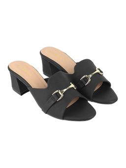LAZERA SHOES - Black Classic Designer Block Heel Sandals