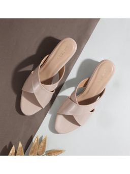 LAZERA SHOES - Women Beige Gloss Block Heel Sandals