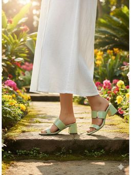 LAZERA SHOES - Green Women’S Slip-On Block Heel Sandals