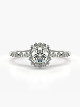 Valanova - Silver Hallmarked 9K Gold and Certified Lab Grown Diamond 0.66Cts Ring