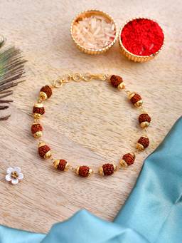 Shoshaa - Unique Gold Plated Rudraksha Rakhi Bracelet
