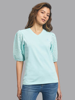 Beverly Hills Polo Club - A Little Eyelet V-Neck T-Shirt