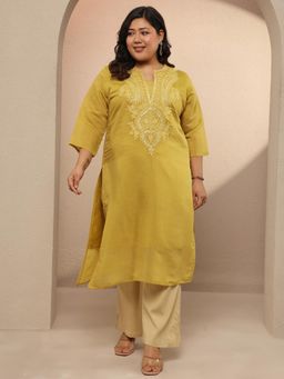 Extra love by Libas - Yoke Design Silk Straight Kurta for Women
