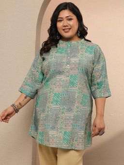 Extra love by Libas - Printed Silk Blend Straight Kurti for Women - Green