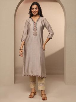 Libas - Yoke Design Silk Straight Kurta for Women