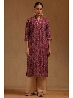 Soch - Womens Wine Cotton Ethnic Motifs Kurta