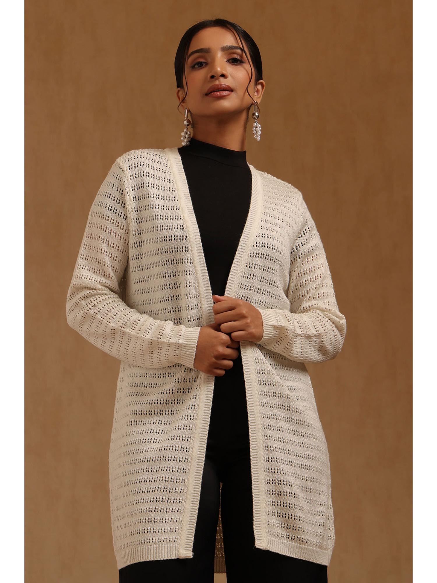 soch Womens Off White Acrylic Knitted Winter Shrug-picture-17