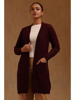 Soch - Womens Red Acrylic Knitted Winter Shrug