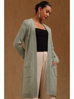 Soch - Womens Sap Green Acrylic Knitted Winter Shrug