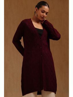 Soch - Womens Wine Acrylic Knitted Winter Shrug