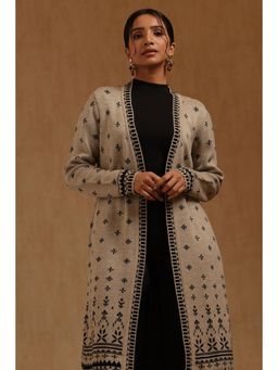 Soch - Womens Grey Acrylic Woven Winter Shrug