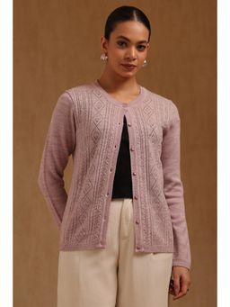 Soch - Womens Pink Acrylic Knitted Cardigan
