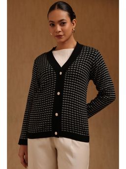 Soch - Womens Black Acrylic Knitted Cardigan