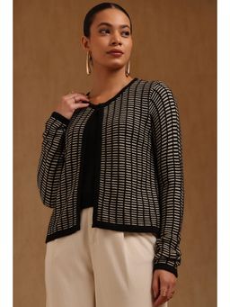 Soch - Womens Black Acrylic Knitted Cardigan