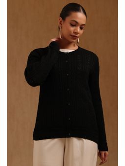 Soch - Womens Black Acrylic Knitted Cardigan