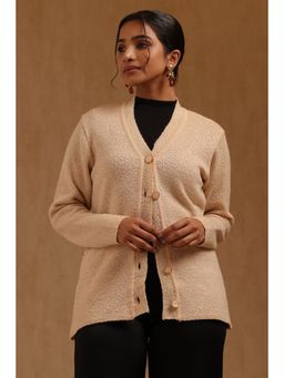Soch - Womens Beige Acrylic Knitted Cardigan