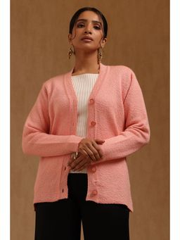 Soch - Womens Blush Pink Acrylic Knitted Cardigan