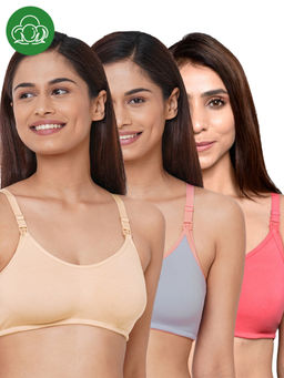 Inner Sense - Women Organic Cotton Antimicrobial Feeding Bra (Pack of 3)
