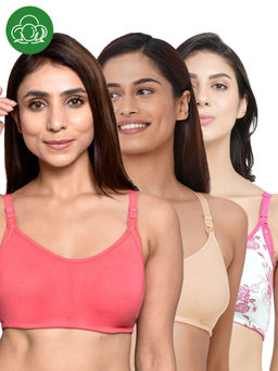 Inner Sense - Women Organic Cotton Antimicrobial Feeding Bra (Pack of 3)