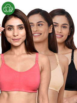Inner Sense - Women Organic Cotton Antimicrobial Feeding Bra (Pack of 3)