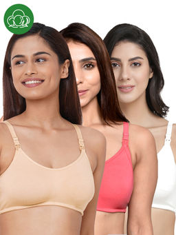 Inner Sense - Women Organic Cotton Antimicrobial Feeding Bra (Pack of 3)