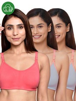 Inner Sense - Women Organic Cotton Antimicrobial Feeding Bra (Pack of 3)