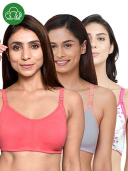 Inner Sense - Women Organic Cotton Antimicrobial Feeding Bra (Pack of 3)