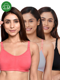 Inner Sense - Women Organic Cotton Antimicrobial Feeding Bra (Pack of 3)