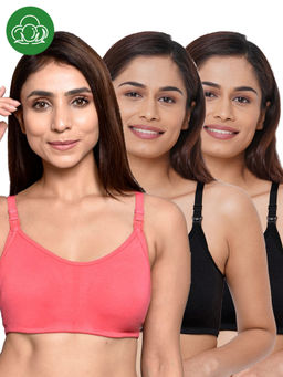 Inner Sense - Women Organic Cotton Antimicrobial Feeding Bra (Pack of 3)