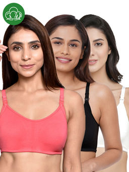 Inner Sense - Women Organic Cotton Antimicrobial Feeding Bra (Pack of 3)