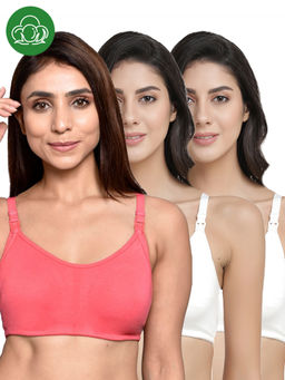 Inner Sense - Women Organic Cotton Antimicrobial Feeding Bra (Pack of 3)