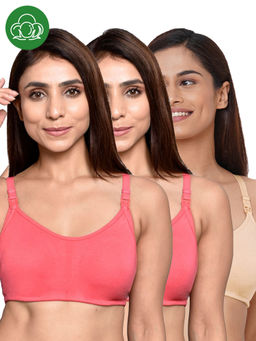 Inner Sense - Women Organic Cotton Antimicrobial Feeding Bra (Pack of 3)