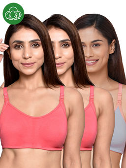 Inner Sense - Women Organic Cotton Antimicrobial Feeding Bra (Pack of 3)