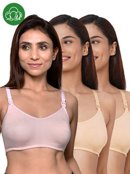 Inner Sense - Women Organic Cotton Antimicrobial Feeding Bra (Pack of 3)