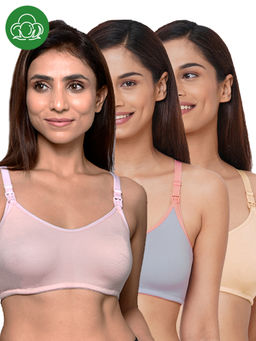 Inner Sense - Women Organic Cotton Antimicrobial Feeding Bra (Pack of 3)