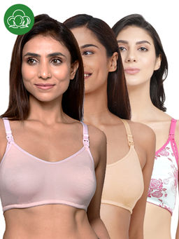 Inner Sense - Women Organic Cotton Antimicrobial Feeding Bra (Pack of 3)