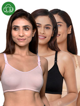Inner Sense - Women Organic Cotton Antimicrobial Feeding Bra (Pack of 3)