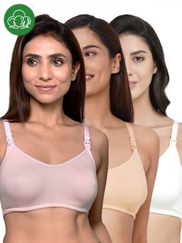 Inner Sense - Women Organic Cotton Antimicrobial Feeding Bra (Pack of 3)