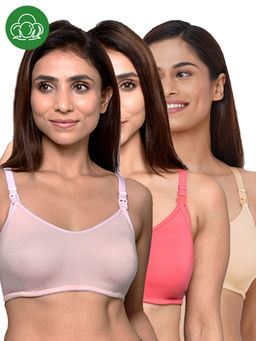 Inner Sense - Women Organic Cotton Antimicrobial Feeding Bra (Pack of 3)
