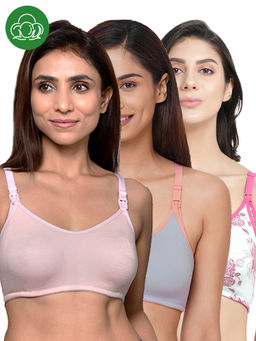 Inner Sense - Women Organic Cotton Antimicrobial Feeding Bra (Pack of 3)