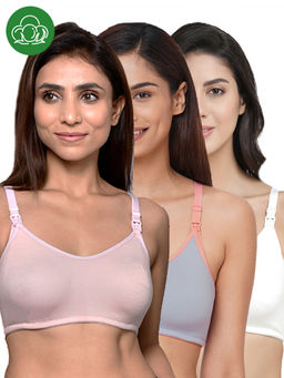 Inner Sense - Women Organic Cotton Antimicrobial Feeding Bra (Pack of 3)