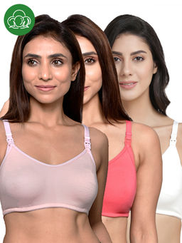 Inner Sense - Women Organic Cotton Antimicrobial Feeding Bra (Pack of 3)