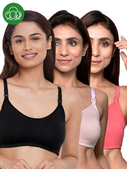 Inner Sense - Women Organic Cotton Antimicrobial Feeding Bra (Pack of 3)