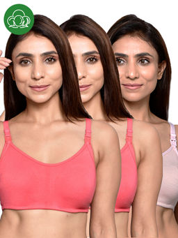 Inner Sense - Women Organic Cotton Antimicrobial Feeding Bra (Pack of 3)