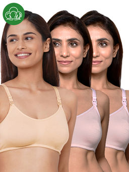 Inner Sense - Women Organic Cotton Antimicrobial Feeding Bra (Pack of 3)