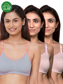 Inner Sense - Women Organic Cotton Antimicrobial Feeding Bra (Pack of 3)