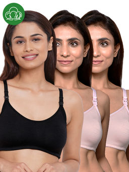 Inner Sense - Women Organic Cotton Antimicrobial Feeding Bra (Pack of 3)