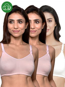 Inner Sense - Women Organic Cotton Antimicrobial Feeding Bra (Pack of 3)