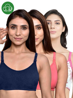 Inner Sense - Women Organic Cotton Antimicrobial Feeding Bra (Pack of 3)