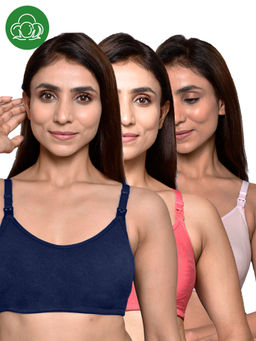 Inner Sense - Women Organic Cotton Antimicrobial Feeding Bra (Pack of 3)
